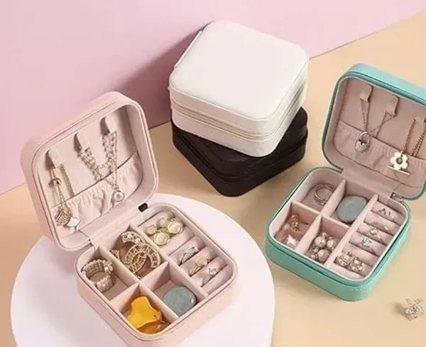 AUGEN Poratble Mini PU Leather Small Jewelry Box, Travel Portable Jewelry Case for Ring, Pendant, Earring, Necklace, Bracelet Organizer Storage Holder Boxes - C21