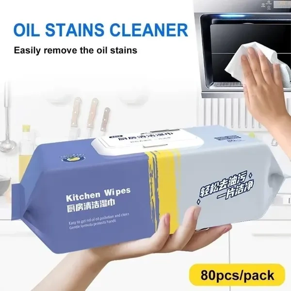 VELUZA 80 pcs Kitchen Cleaning Wipes | Strong Decontamination Kitchen Wipes | Disposable Kitchen Wet Wipes Household Cloth Towel for Removing Grease Stains and Cleaning Glass Table Wet Tissue Wipes