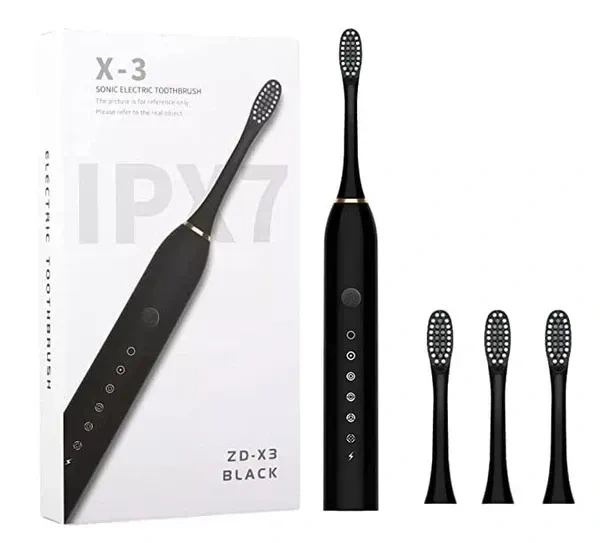 Sonic Electric Toothbrush for Adults,Rechargeable Electric Toothbrushe with 3 Brush Heads, 6 Modes, 2 Minutes Smart Timer,4 Hours Fast Charge for 45 Days (Toothbrush + 3 Brush Heads, BLACK)