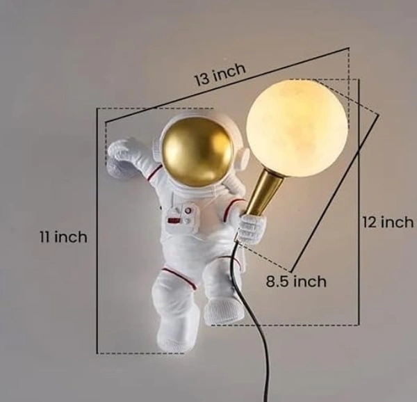The Crafted Gesture Space Explorer Astronaut LED Wall Lamp Wall Sconce for Living Room, Kids' Room, Bedroom, and Bedside Décor|Right-Side