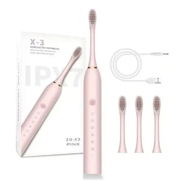 Sonic Electric Toothbrush for Adults,Rechargeable Electric Toothbrushe with 3 Brush Heads, 6 Modes, 2 Minutes Smart Timer,4 Hours Fast Charge for 45 Days (Toothbrush + 3 Brush Heads, BLACK)