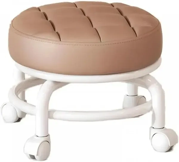 TORIOX Low Roller Seat PU Leather Padded 360 Degree Rotating Rolling Stool for Small Shoe Stool Seat Pulley Wheel Stool for Fitness Barber Salons Kitchen