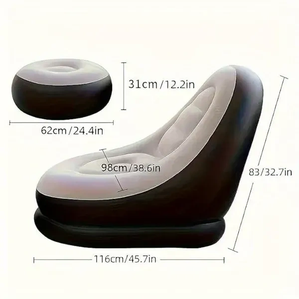 MARJI&ANUVRUTTI Inflatable Chair Footstool with Household air Pump,air Sofa Lounge Chair for Indoor Living Room Bedroom, Outdoor Travel Camping Picnic Beach.