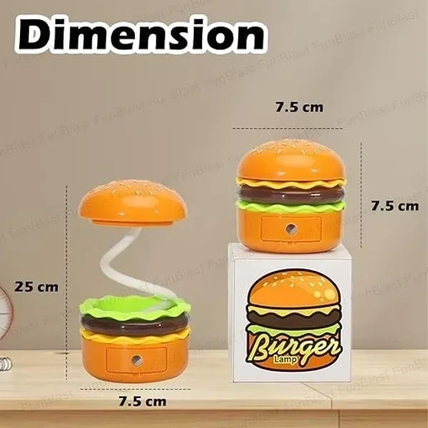 ₹ Burger Lamp Rechargable Desk/Table Lamp Light with Sharpener – Stylish and Functional Lighting Solution for Your Home and Office