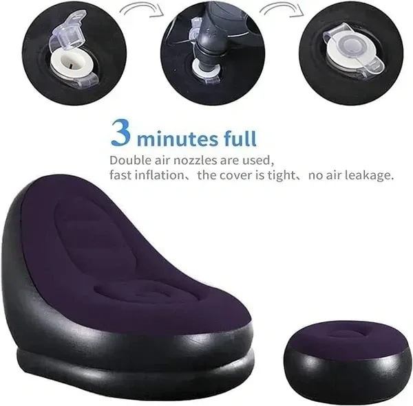 MARJI&ANUVRUTTI Inflatable Chair Footstool with Household air Pump,air Sofa Lounge Chair for Indoor Living Room Bedroom, Outdoor Travel Camping Picnic Beach.