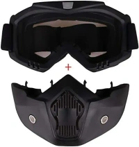 SPITEN Motorcycle Goggle mask Anti Scratch UV Protective Face Mask, Bike Riding Goggles Mask with Detachable Face Mask, Adjustable Elastic Strap Goggles Mask for Helmet - Rainbow Visor
