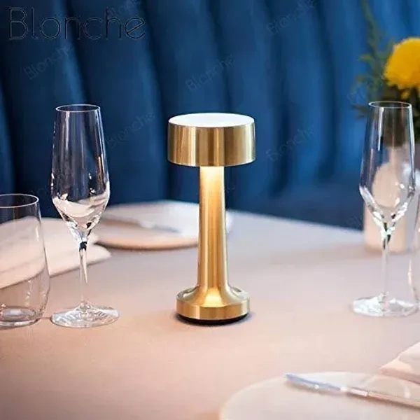 Table Lamp | 2000 mAh Battery | Table Lamp for Bedroom, Table Lamp for Living Room, Lamps for Bedroom, 3 Colour Touch Control - Metal (Gold)