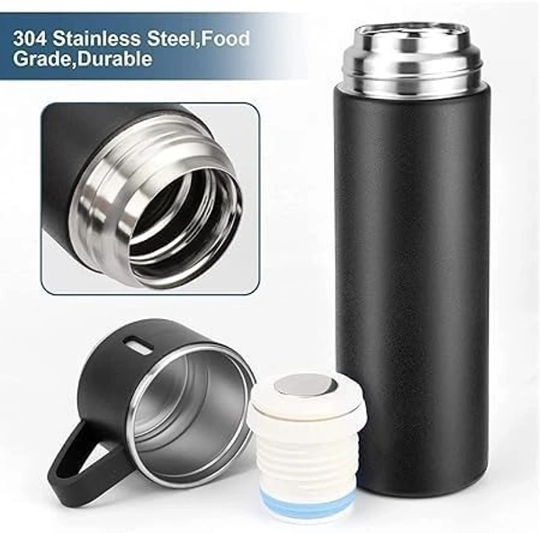 Stainless Steel Vacuum Flask Set with 2 Cups Flask Combo Keeps Liquid Tea Coffee Cold Hot Bottle Drink Water Flask Bottle 500ml Vacuum Insulated Bottle (Multicolor)(Pack of 1)
