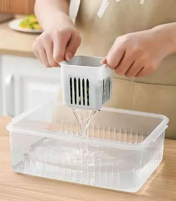 FROWWY 6-in-1 Fridge Storage Boxes | Multipurpose Freezer Storage Containers for Kitchen | Vegetable Storage, Draining Crisper, and Refrigerator Food Box