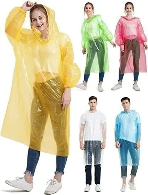 Foliam Unisex Disposable Rain Card for Emergency Use Waterproof with Smallest Pocket Size| Easy to Carry & and Reusable 2 3 time wear Thin Plastic Multi Color Free Size (10 pc)