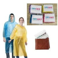 Foliam Unisex Disposable Rain Card for Emergency Use Waterproof with Smallest Pocket Size| Easy to Carry & and Reusable 2 3 time wear Thin Plastic Multi Color Free Size (10 pc)