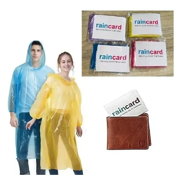 Foliam Unisex Disposable Rain Card for Emergency Use Waterproof with Smallest Pocket Size| Easy to Carry & and Reusable 2 3 time wear Thin Plastic Multi Color Free Size (10 pc)