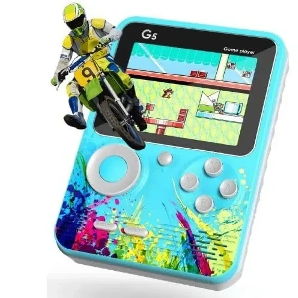 Like Star® G5 500 in 1 Retro Game Box, Best Birthday/Return Gift for Kids, 500 Games Like Contra, Tank, Bomber Man, etc., Handheld Classic Game PAD Can Play On TV, Only for 1 Player. (Green Blue)