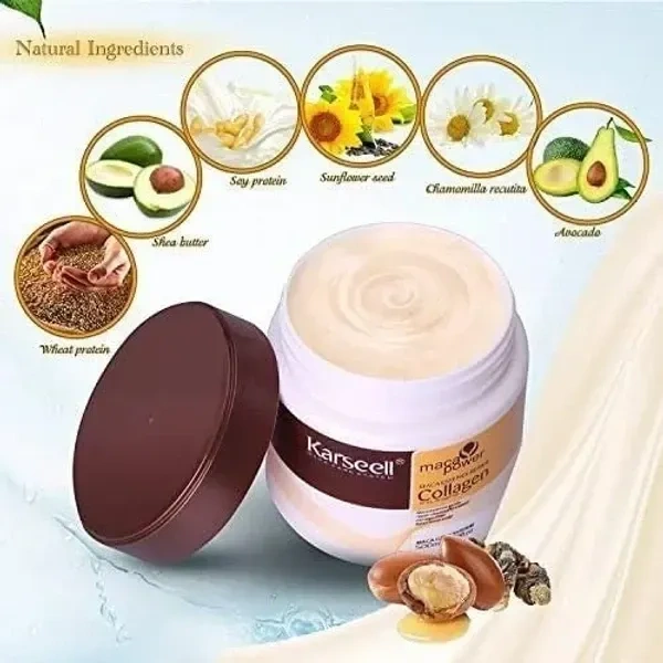 𝐊𝐚𝐫𝐬𝐞𝐞𝐥𝐥 𝐂𝐨𝐥𝐥𝐚𝐠𝐞𝐧 Keratin Hair Mask For Treatment Deep Repair Conditioning, For Dry & Damaged Hair, Argan Oil Collagen,Hair Straightening & Smoothing (PACK OF 1)