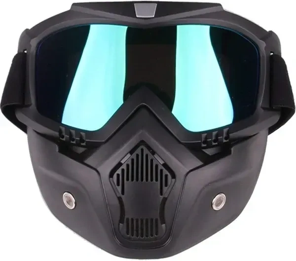 SPITEN Motorcycle Goggle mask Anti Scratch UV Protective Face Mask, Bike Riding Goggles Mask with Detachable Face Mask, Adjustable Elastic Strap Goggles Mask for Helmet - Rainbow Visor