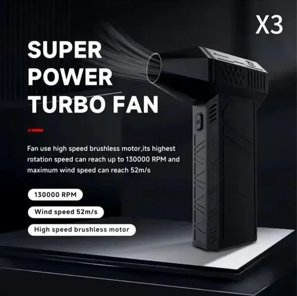 XOYO Super Powerful Turbo air Blower | Handheld 3rd Generation Brushless Motor 130000 RPM | 3 Speed | 3000mAh Rechargable | Multi Usage for Car | Home | Workshop | Electrical Works
