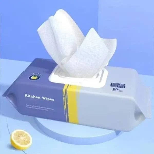 VELUZA 80 pcs Kitchen Cleaning Wipes | Strong Decontamination Kitchen Wipes | Disposable Kitchen Wet Wipes Household Cloth Towel for Removing Grease Stains and Cleaning Glass Table Wet Tissue Wipes