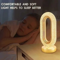 Claritycart New Oval Shape Crystal Lamp | Cordless Luxury Comes with Touch Control, USB Rechargeable &Decoration for Home, Bedroom, Living, Room, Party, Restaurant (Gold