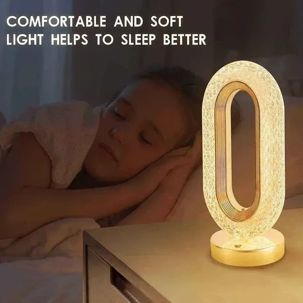 Claritycart New Oval Shape Crystal Lamp | Cordless Luxury Comes with Touch Control, USB Rechargeable &Decoration for Home, Bedroom, Living, Room, Party, Restaurant (Gold