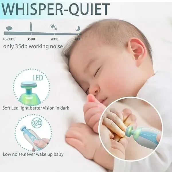 Electric Nail Trimmer For Baby, Baby Nail Trimmer, Baby Nail Cutter, Nail Trimmer For New Born Baby, Kids Nail Cutter With Light (Multi Colour), 1 Set