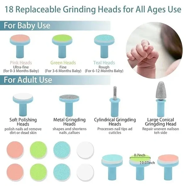 Electric Nail Trimmer For Baby, Baby Nail Trimmer, Baby Nail Cutter, Nail Trimmer For New Born Baby, Kids Nail Cutter With Light (Multi Colour), 1 Set