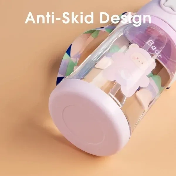 LandVK BPA Free Cartoon Designed Plastic Sipper Water Bottle for Kids and Toddlers, 600ml, 1 Piece, Pink