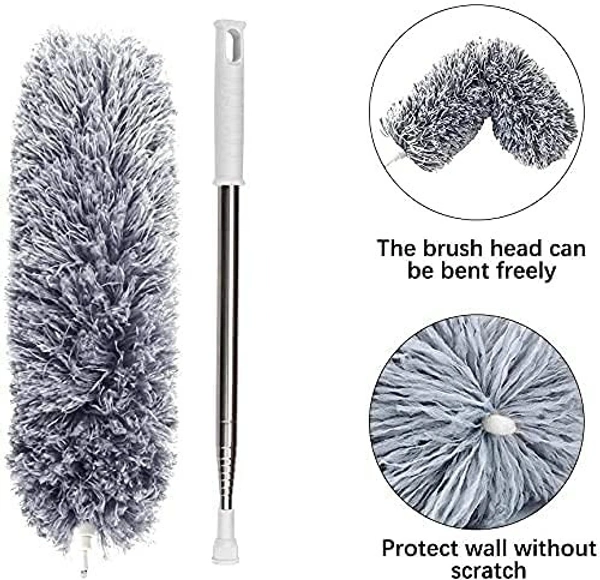NAARI VILLA Spider Web, Cobweb, Ceiling Fan, Roof, Car Cleaner Telescopic Duster with 8 Feet Long Heavy Steel Rod (Grey), Useful Product for Home, Office, Restaurant and Banquet Halls