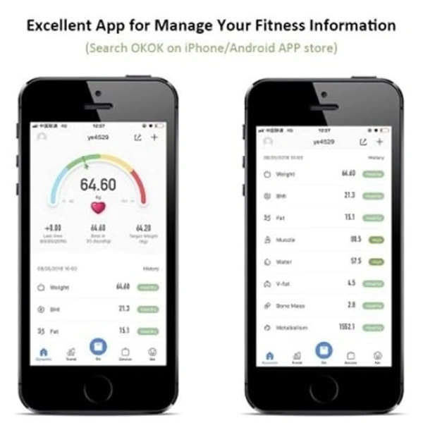 TLISMI Bluetooth Body Fat Scale BMI Scales Smart Wireless Digital Personal Bathroom Weight Scale Body Composition Analyzer Weighing Scale for Human Body (Bluetooth BMI New)