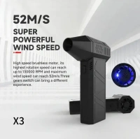 XOYO Super Powerful Turbo air Blower | Handheld 3rd Generation Brushless Motor 130000 RPM | 3 Speed | 3000mAh Rechargable | Multi Usage for Car | Home | Workshop | Electrical Works