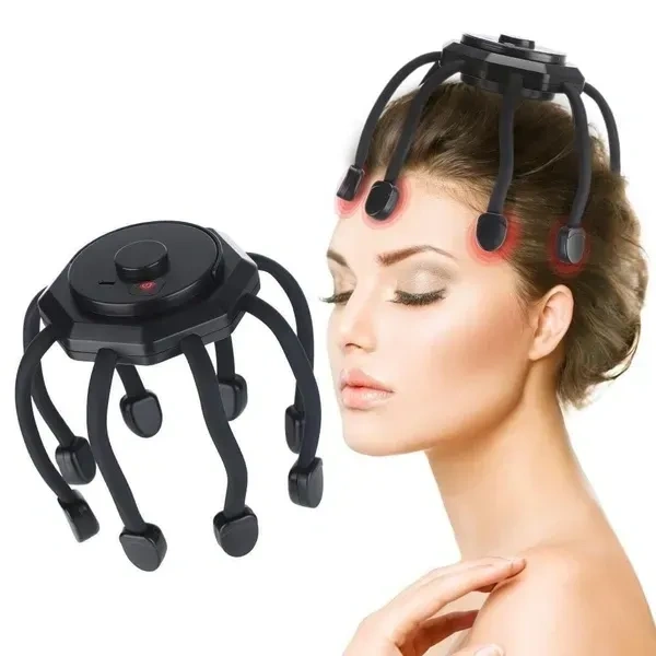 DEAL NUT Electric Head Massager Octopus Scalp Massagers,360 Degree Automatic Rechargeable Handfree Relax Massage with 3 Vibration Mode for Stress Pain Relax Headache Pain Relief Machine
