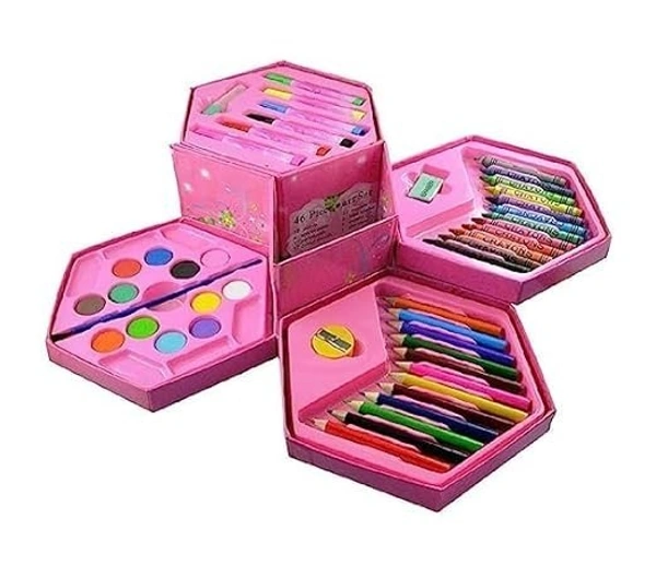 REIL RAID 46 Pcs Art Set, Art Box,Art Kit, Kids Painting Set for Kids, Box with Colour Pencil, Crayons, Water Colour, Sketch Pens (Print May Very)