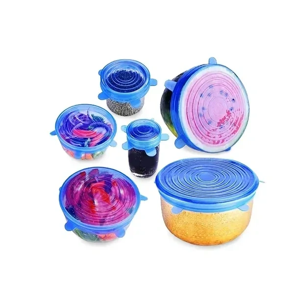 Silicone Stretch Lids, Multi Size Reusable Silicone Lids Food And Bowl Covers, Dishwasher And Freezer Safe (Color May Vary) (Pack Of 6 Pcs), 10x10x2 Cm