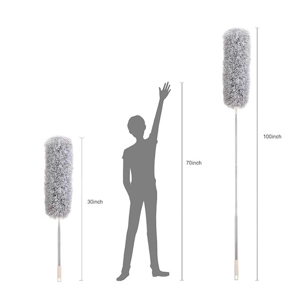 NAARI VILLA Spider Web, Cobweb, Ceiling Fan, Roof, Car Cleaner Telescopic Duster with 8 Feet Long Heavy Steel Rod (Grey), Useful Product for Home, Office, Restaurant and Banquet Halls