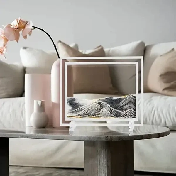 10 inch Square Moving Sand Art Picture | 3D Natural Landscape showpieces for Home, Decor | Antique Gifts for Kids Office, Desktop Decoration, Desk, Table Decorative