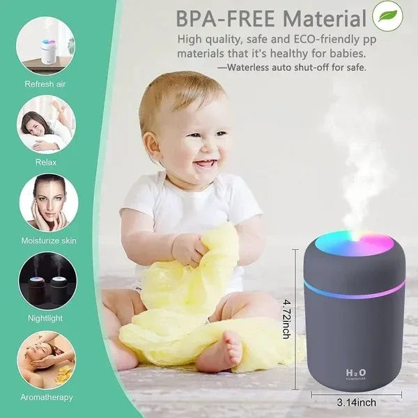 Bare Elixir Essential Oil Diffuser Humidifier for Room Moisture - Best for Car, Home, Office, Aroma Diffuser for Home, Mist Maker, Cool Mist Humidifier, Air Freshener Room Freshener (Multicolor)