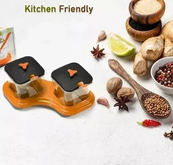 Multipurpose Dining Table Storage Containers | Kitchen Storage Pickle/Spice/Salt Containers | Dryfruits/Pickle Jar with Tray and Spoons Food Grade Plastic