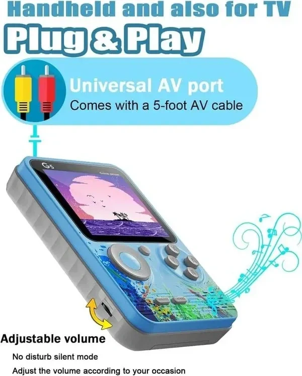 Like Star® G5 500 in 1 Retro Game Box, Best Birthday/Return Gift for Kids, 500 Games Like Contra, Tank, Bomber Man, etc., Handheld Classic Game PAD Can Play On TV, Only for 1 Player. (Green Blue)