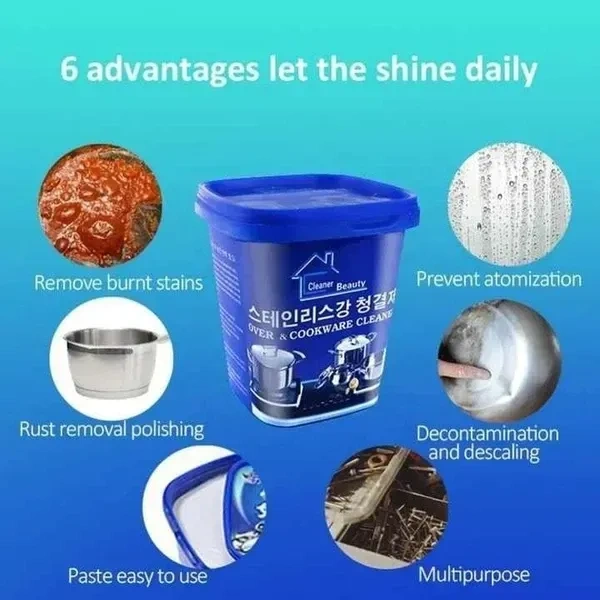 AVMPHD (pack of 1) Quickly Cleans Cookware Surfaces Oven & Cookware Cleaner Stainless Steel Cleaning Paste Remove Stains from Pots Pans Multi-Purpose Cleaner & Polish Removes Household Clean (2)