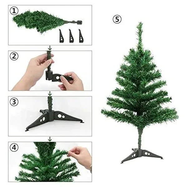Collectible India 2 feet Christmas Tree with Plastic Stand X mas - 2ft Artificial Christmas Tree for Xmas Home Office Living Room Decor - Christmas Decoration - Christmas Gifts (Green)