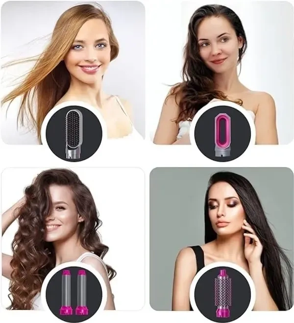 5 in 1 Hot Air Styler Hair Dryer Comb Multifunctional Styling Tool for Curly Hair Machine for Straightening Curling Drying Combing Scalp Massage Styling (Multicolor Pack of 1)