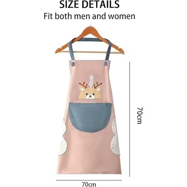 Kitchen Apron with Front Pocket and side Coral Velvet for Wiping Hands Towel PVC Waterproof Unique Design Cooking Fits Men/Women Home Restaurant