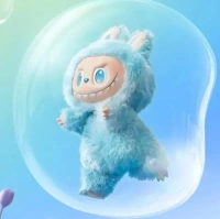 La-bubu 3rd Gen Action Figure Toy Monster Bunny Plush Keychain, Soft Furry Doll Toy, Rainbow Eyes, Creepy Smile, Bag Charm