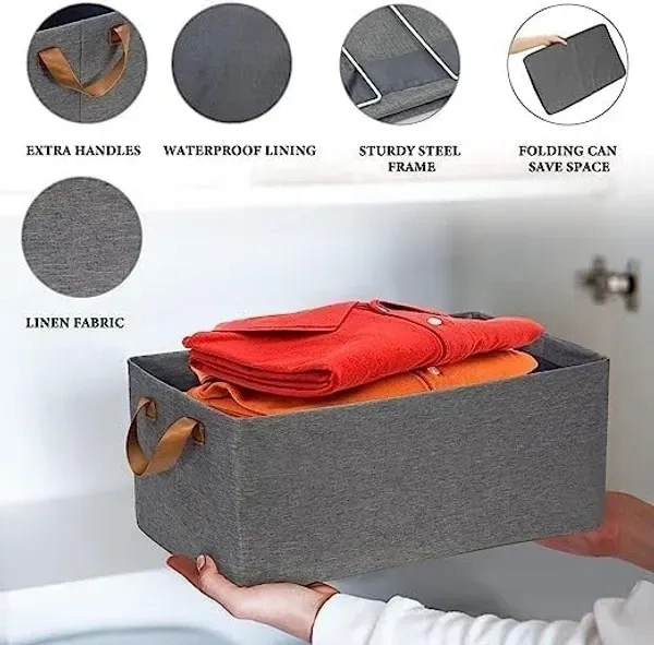 Innovative Mart 26L Foldable Storage Box with Handle Rectangle Wardrobe Storage Baskets Fabric Closet Storage Box for Jeans, Bra, Panty, Tshirts and Saree