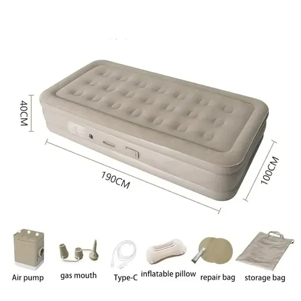 Air Mattress with Built-in Electric Pump, Inflatable Mattress with Storage Bag, Inflatable Blow Up Mattresses with Comfortable Soft, 180 kg Vinyl 2 Seater Inflatable Sofa Guests & Indoor Visit the RGkJAS Store