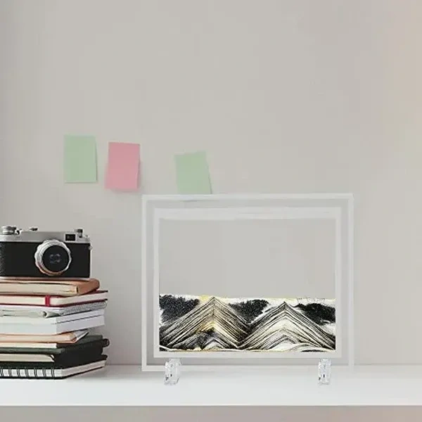 10 inch Square Moving Sand Art Picture | 3D Natural Landscape showpieces for Home, Decor | Antique Gifts for Kids Office, Desktop Decoration, Desk, Table Decorative
