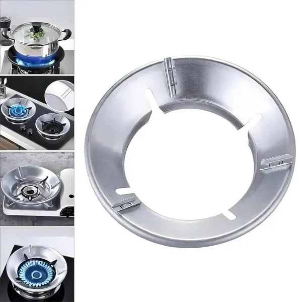 Silver Gas Saver Burner Stand(Pack Of 1) Gas Chula Burner Gas Saver Stand Jali Ring Fire & Windproof Energy Saving, Gas Chula Support Stand 4 Legs Supported For Indian Gas -Metal