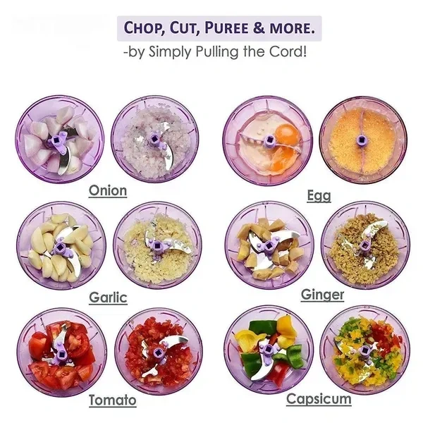 Plastic 2 in 1 Vegetable Fruit Nut Onion Handy Chopper, Meat Grinder Mixer Food Processor Slicer Shredder Salad Maker Tools (900ml, XL, Multicolour)