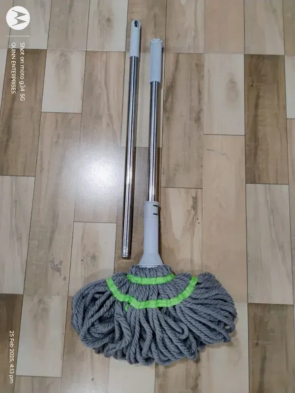 INFRARA STORE Stainless Steel Microfiber Twist Mop | Self-Wringing Squeeze Mop with Extendable Handle for Efficient Floor Cleaning | Reusable Dust Mop for Home, Office