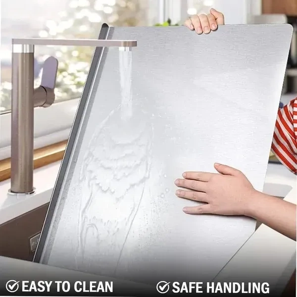 OrganizeMee Chopping Board Stainless Steel Metal Cutting Kitchen,Heavy Duty Chopping-Board Vegetable, Meats vegetable Chopper Boards, Safe Durable with Anti-Skid Silicon Pad (Extra Large)(45CM X 31CM)