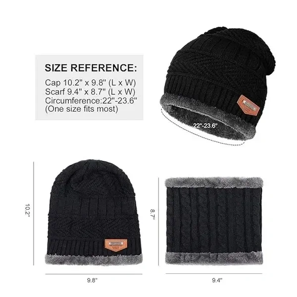 Zonkar Unisex Woolen Winter Beanie Cap with Neck Set Scarf for Man Women Girl